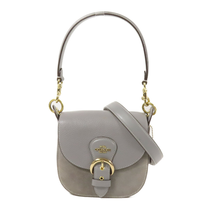 COACH 牛皮皮革Shoulder Bag金扣手挽肩背兩用袋-0