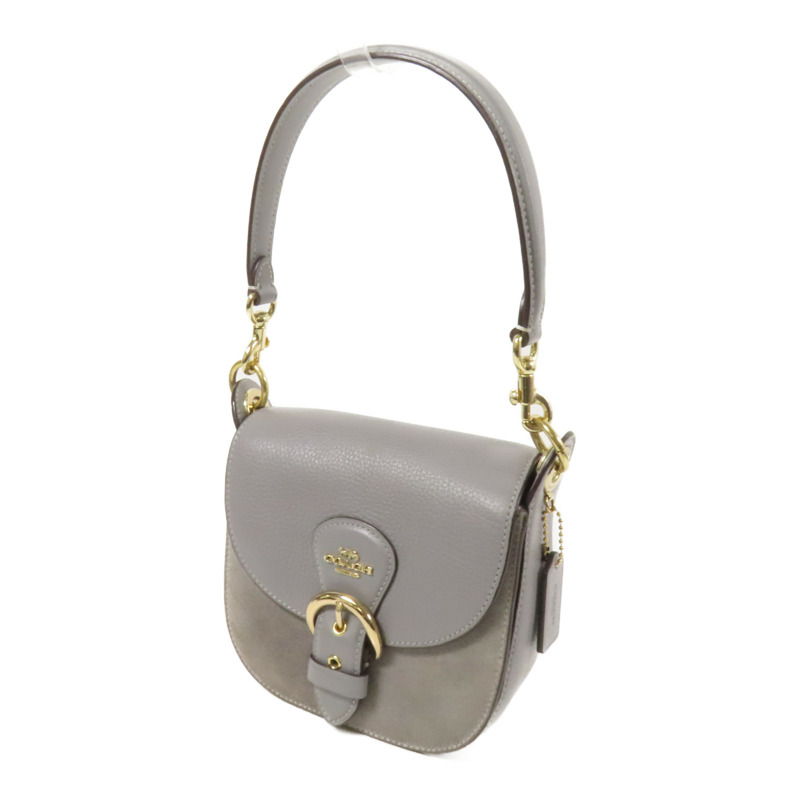 COACH 牛皮皮革Shoulder Bag金扣手挽肩背兩用袋-2