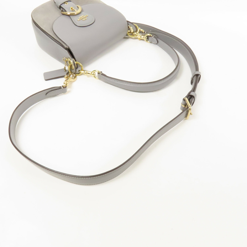 COACH 牛皮皮革Shoulder Bag金扣手挽肩背兩用袋-4