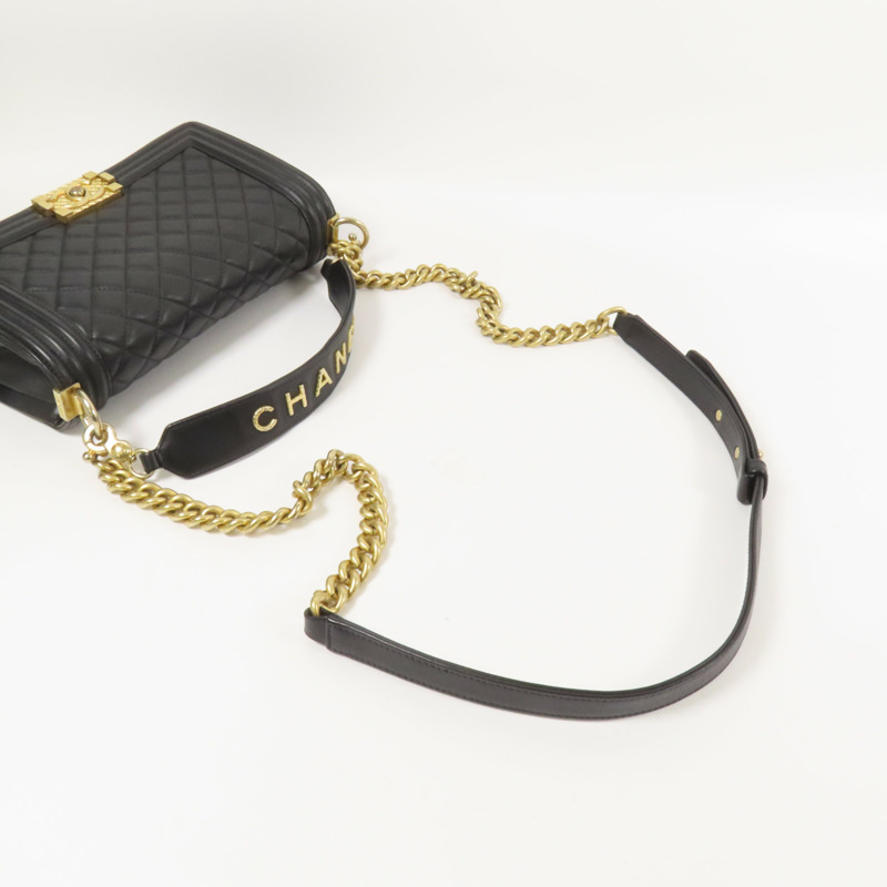 CHANEL 羊皮皮革Boy 25 2Way Shoulder Bag金扣鏈帶手挽肩背兩用袋-4