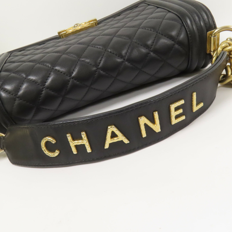 CHANEL 羊皮皮革Boy 25 2Way Shoulder Bag金扣鏈帶手挽肩背兩用袋-6