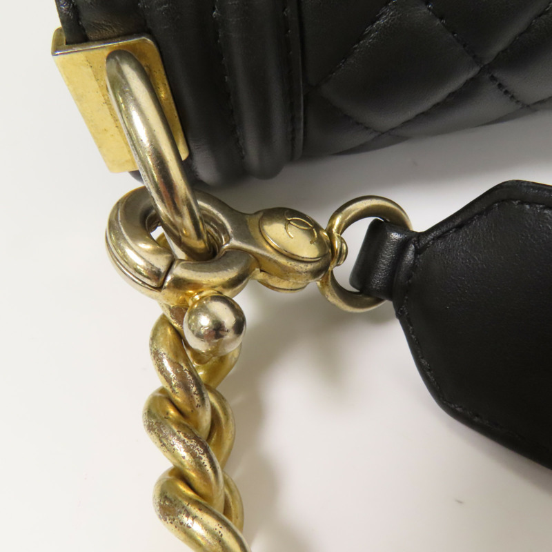 CHANEL 羊皮皮革Boy 25 2Way Shoulder Bag金扣鏈帶手挽肩背兩用袋-8