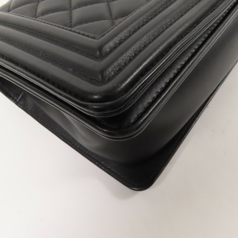 CHANEL 羊皮皮革Boy 25 2Way Shoulder Bag金扣鏈帶手挽肩背兩用袋-14