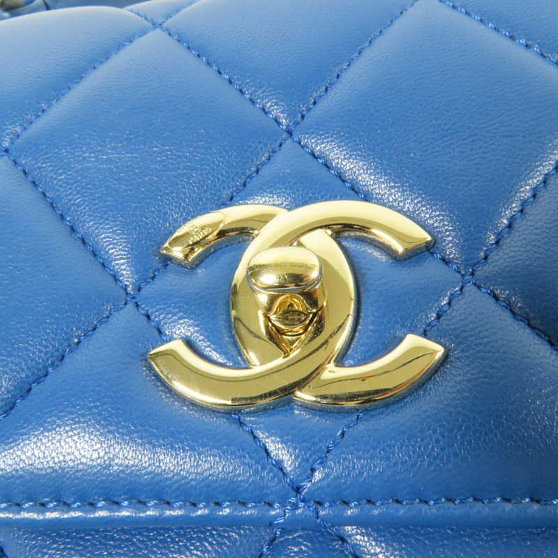 CHANEL 羊皮皮革2 Way Shoulder Bag金扣手挽肩背兩用袋-7