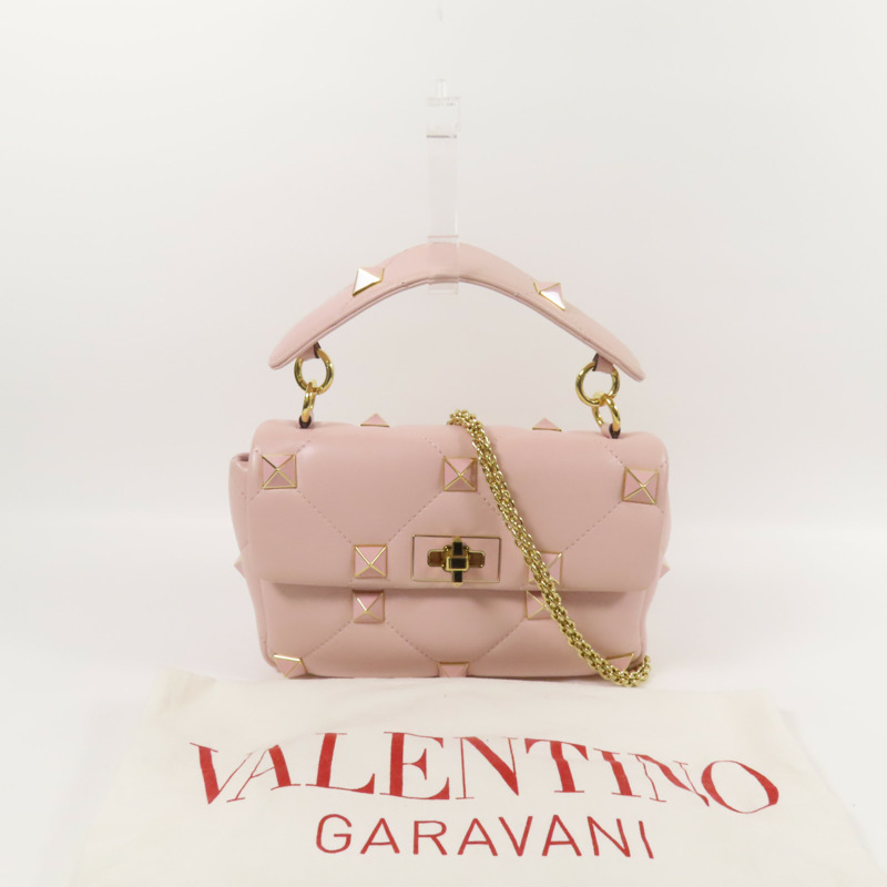 Valentino 羊皮皮革Rockstud金扣手挽肩背兩用袋-10