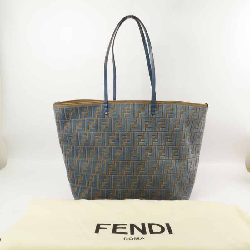 FENDI 帆布/天鵝絨Roll Large肩背袋-9