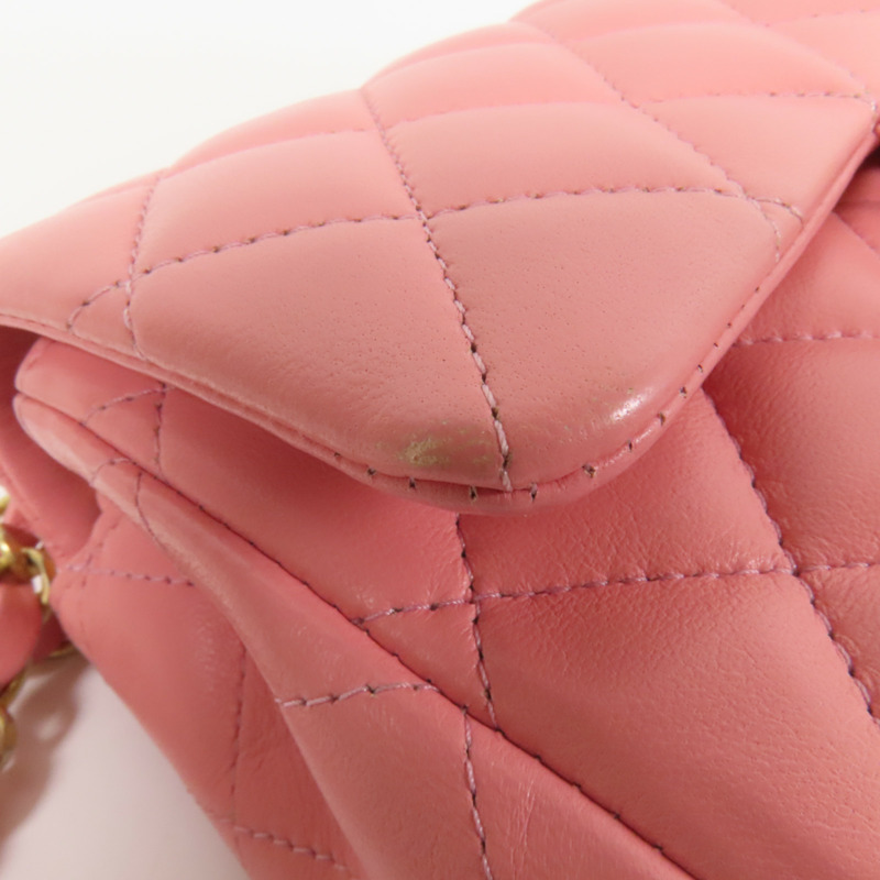 CHANEL 羊皮皮革Classic 20金扣鏈帶肩背袋-16