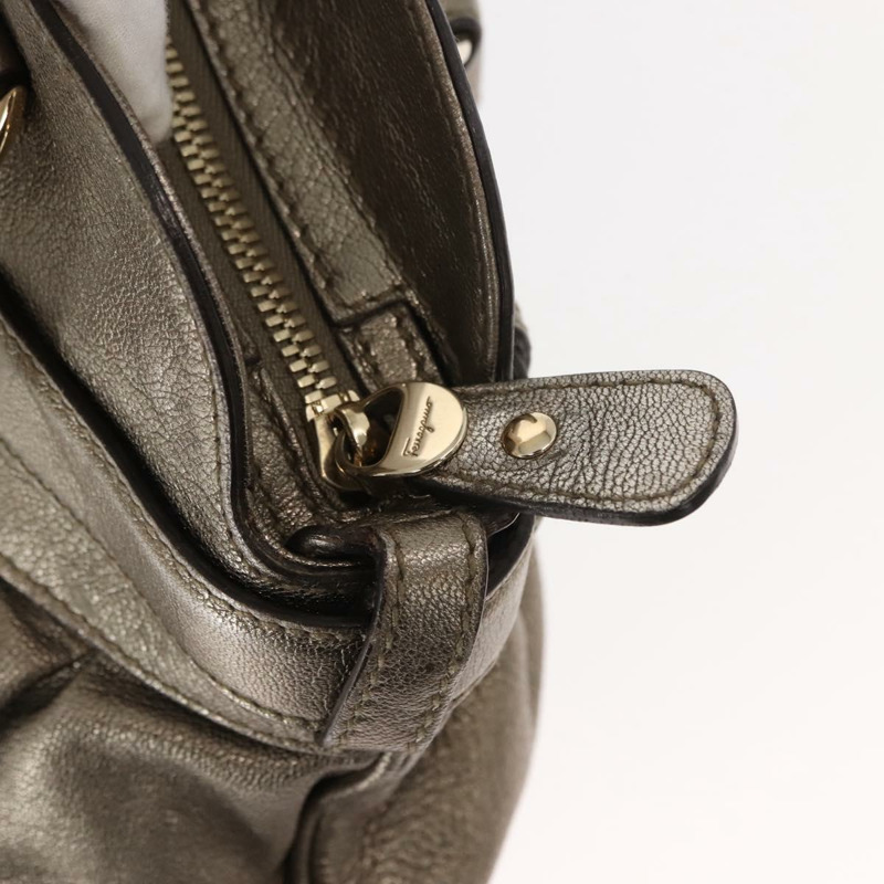 【日本直送】Salvatore Ferragamo Gancini 手提包 皮革 金色 正品 148181-9