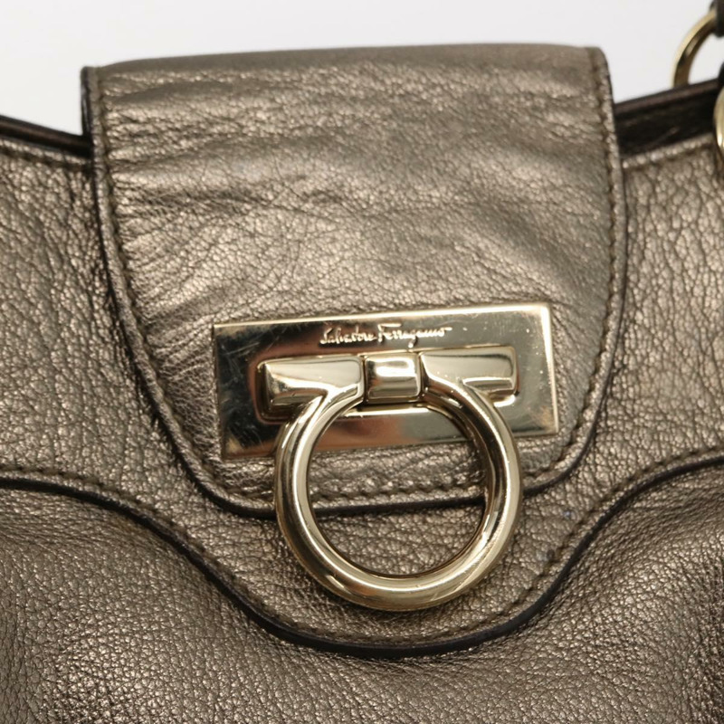 【日本直送】Salvatore Ferragamo Gancini 手提包 皮革 金色 正品 148181-16