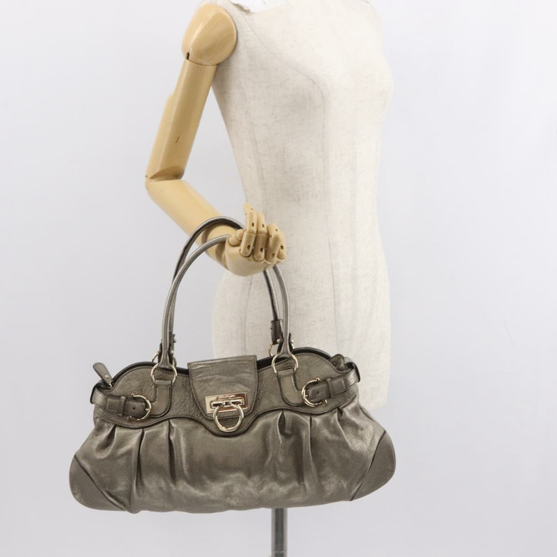 【日本直送】Salvatore Ferragamo Gancini 手提包 皮革 金色 正品 148181-21