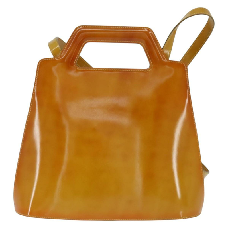 【日本直送】Salvatore Ferragamo Gancini 手袋 琺瑯 2way Orange Gold Auth 148178-1