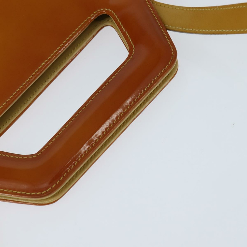 【日本直送】Salvatore Ferragamo Gancini 手袋 琺瑯 2way Orange Gold Auth 148178-6