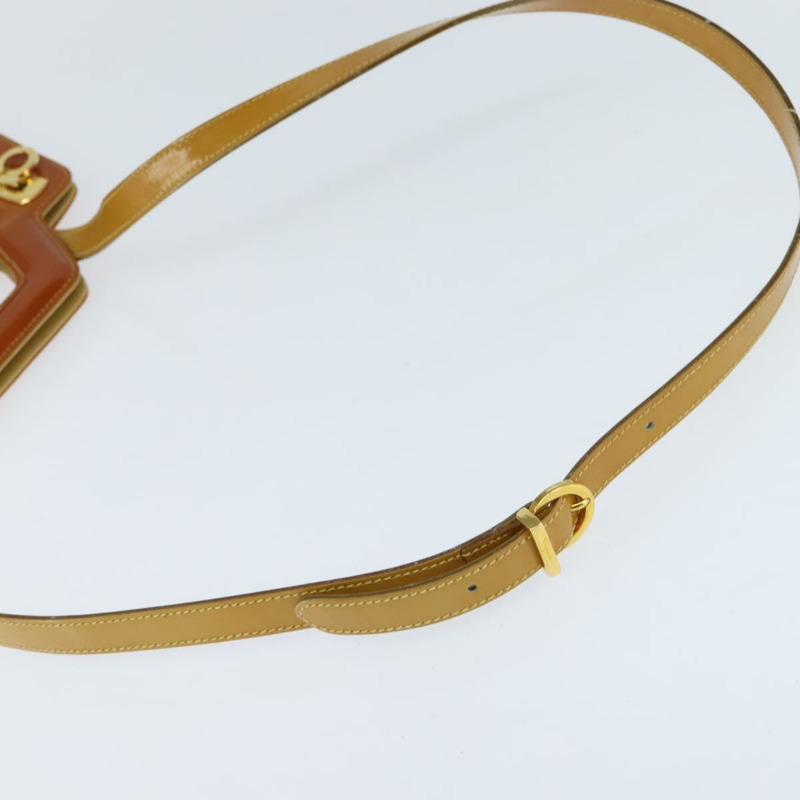 【日本直送】Salvatore Ferragamo Gancini 手袋 琺瑯 2way Orange Gold Auth 148178-7