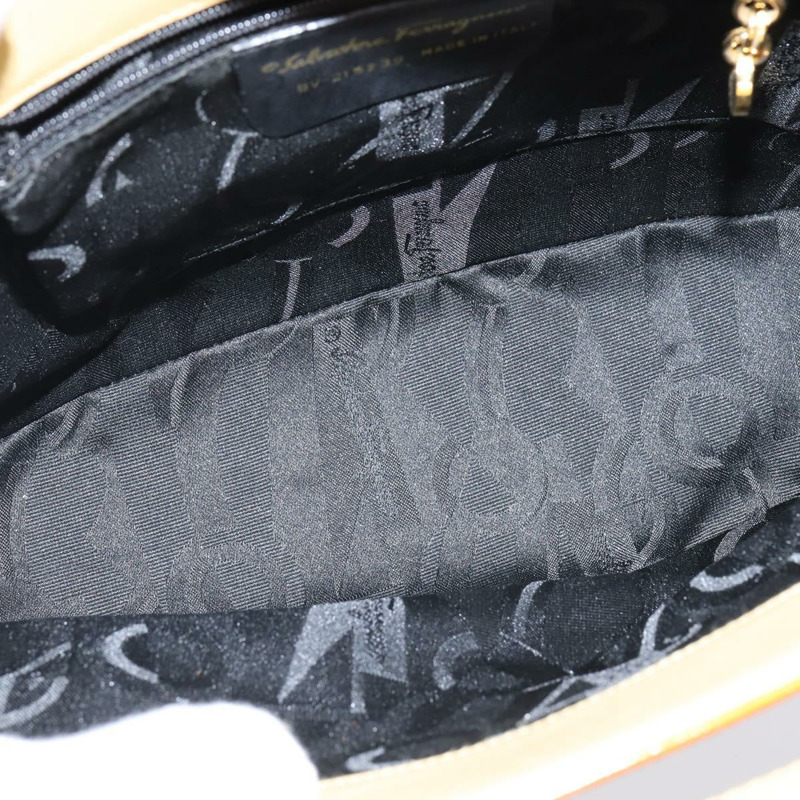 【日本直送】Salvatore Ferragamo Gancini 手袋 琺瑯 2way Orange Gold Auth 148178-10