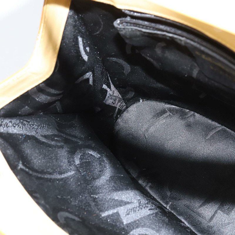 【日本直送】Salvatore Ferragamo Gancini 手袋 琺瑯 2way Orange Gold Auth 148178-19