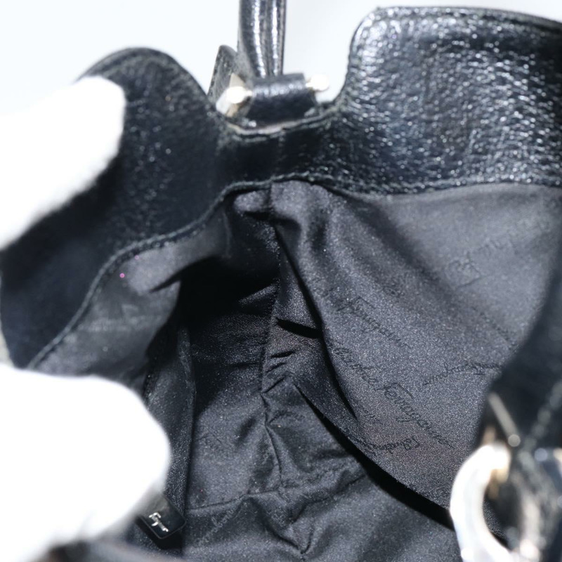 【日本直送】Salvatore Ferragamo 尼龍皮革手提包 黑色 銀色 正品 148177-16