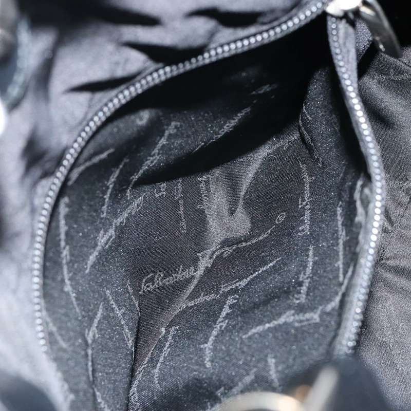 【日本直送】Salvatore Ferragamo 尼龍皮革手提包 黑色 銀色 正品 148177-18