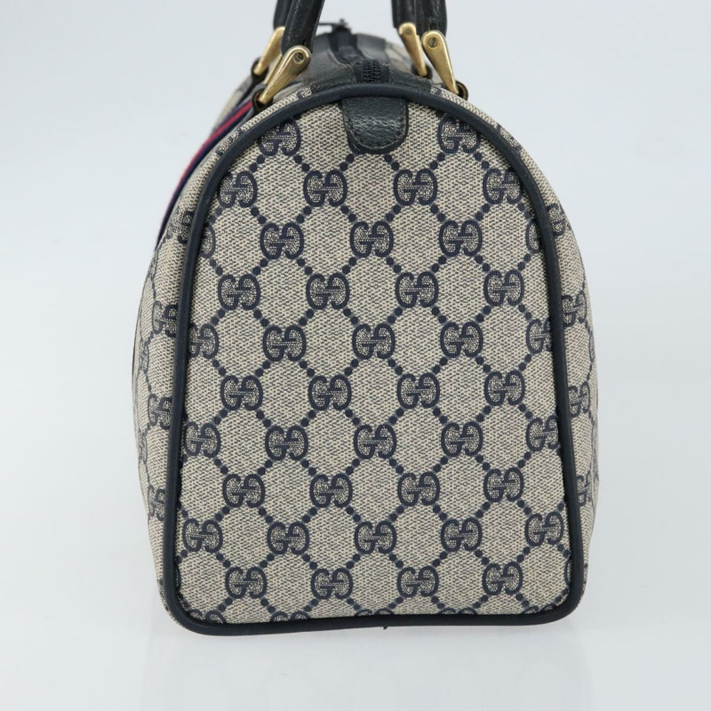 【日本直送】GUCCI GG Supreme Sherry Line 波士頓包 PVC 海軍藍 金色 紅色 正品 148161-3