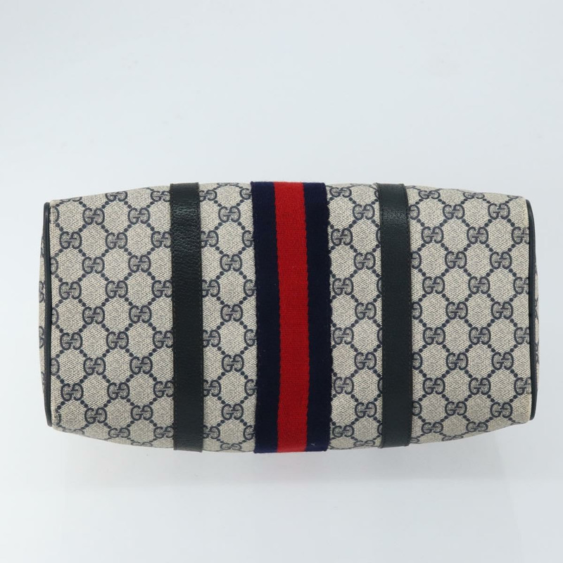 【日本直送】GUCCI GG Supreme Sherry Line 波士頓包 PVC 海軍藍 金色 紅色 正品 148161-4