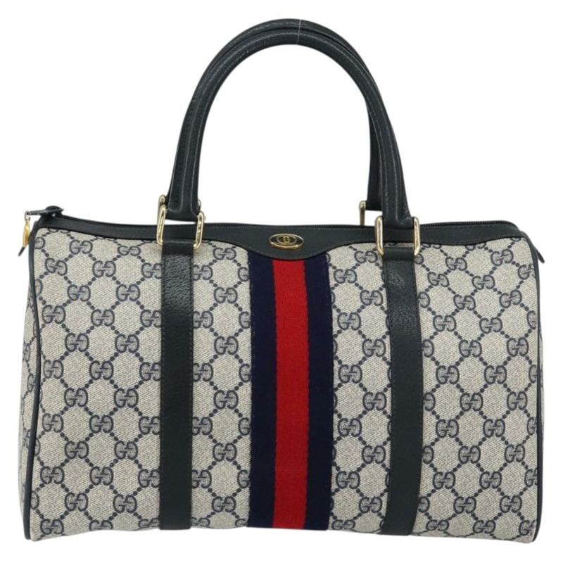 【日本直送】GUCCI GG Supreme Sherry Line 波士頓包 PVC 海軍藍 金色 紅色 正品 148161-12