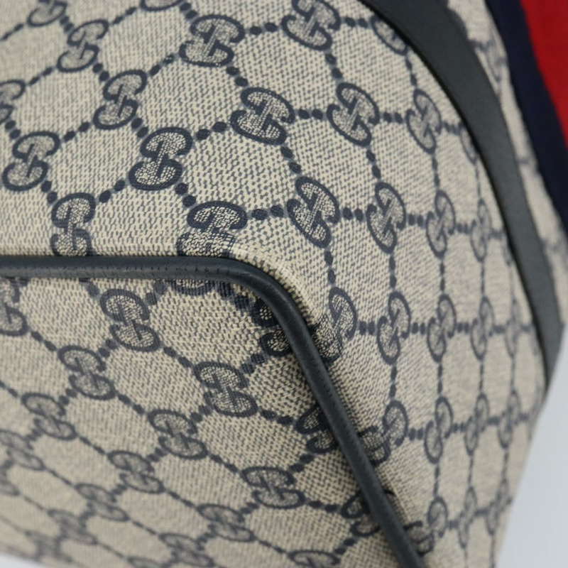 【日本直送】GUCCI GG Supreme Sherry Line 波士頓包 PVC 海軍藍 金色 紅色 正品 148161-16