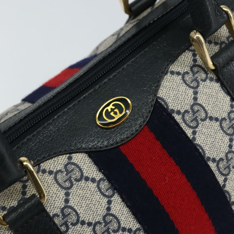 【日本直送】GUCCI GG Supreme Sherry Line 波士頓包 PVC 海軍藍 金色 紅色 正品 148161-17