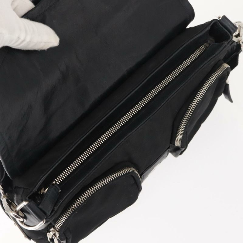 【日本直送】PRADA 尼龍黑色銀色單肩包 Auth 148452-8