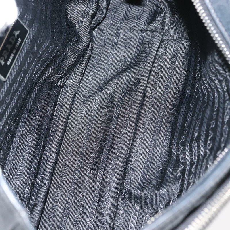 【日本直送】PRADA 尼龍黑色銀色單肩包 Auth 148452-9