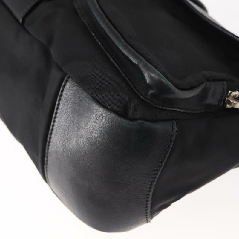 【日本直送】PRADA 尼龍黑色銀色單肩包 Auth 148452-14