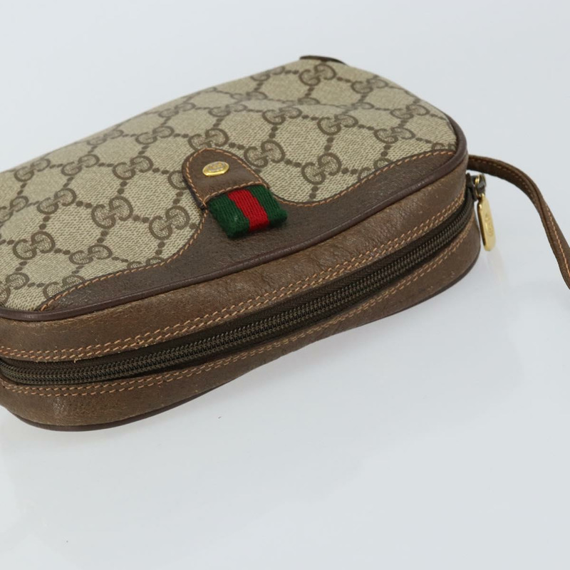 【日本直送】GUCCI GG Supreme Web Sherry Line 手拿包 PVC 米色 金色 89 02 066 正品 148159-5