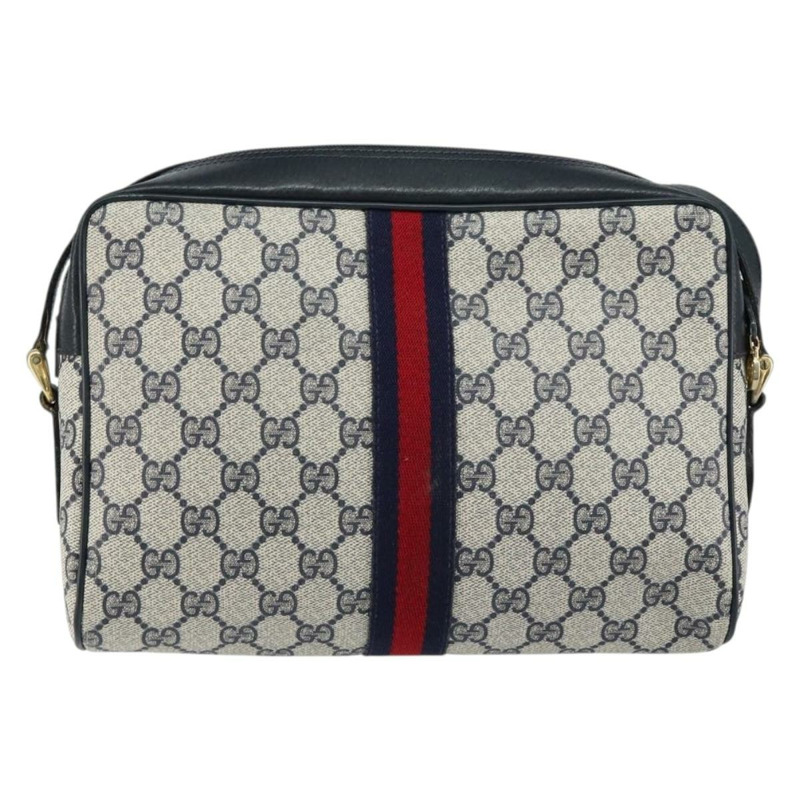 【日本直送】GUCCI GG Supreme Sherry Line 單肩包 PVC 海軍藍 金色 正品 148163-1