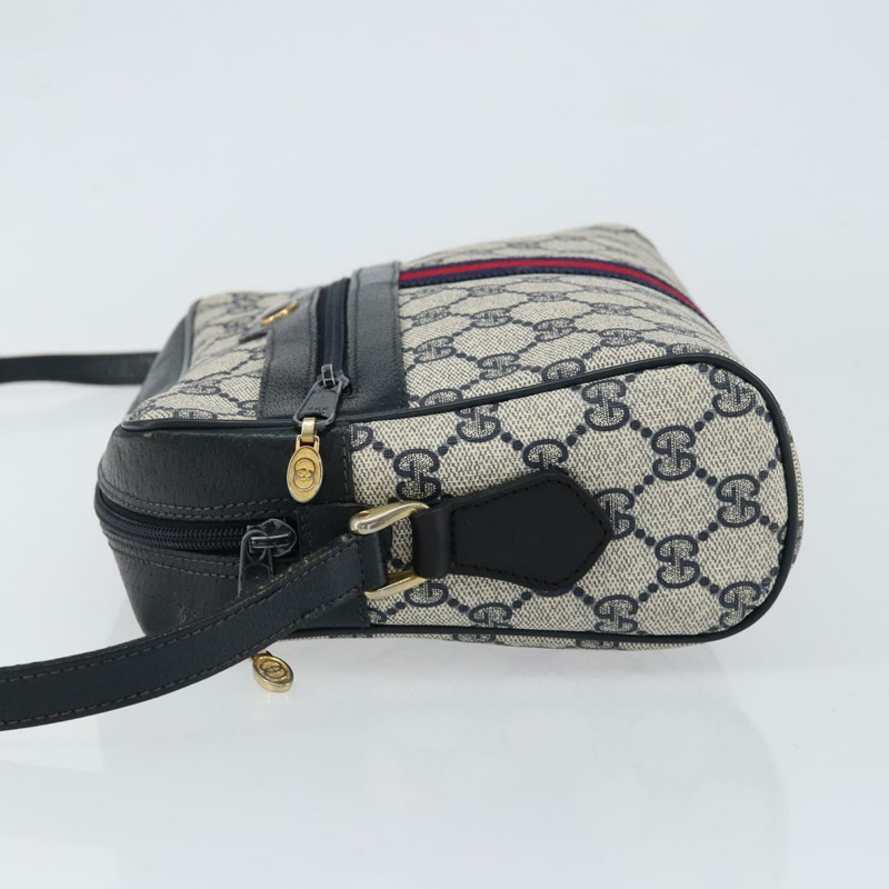 【日本直送】GUCCI GG Supreme Sherry Line 單肩包 PVC 海軍藍 金色 正品 148163-3