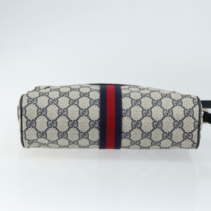 【日本直送】GUCCI GG Supreme Sherry Line 單肩包 PVC 海軍藍 金色 正品 148163-4