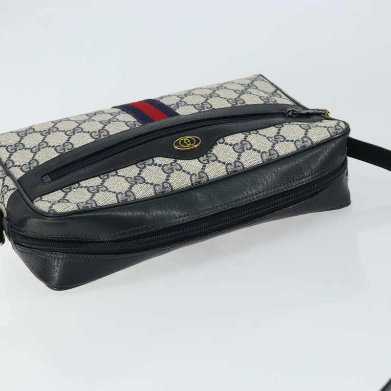 【日本直送】GUCCI GG Supreme Sherry Line 單肩包 PVC 海軍藍 金色 正品 148163-5