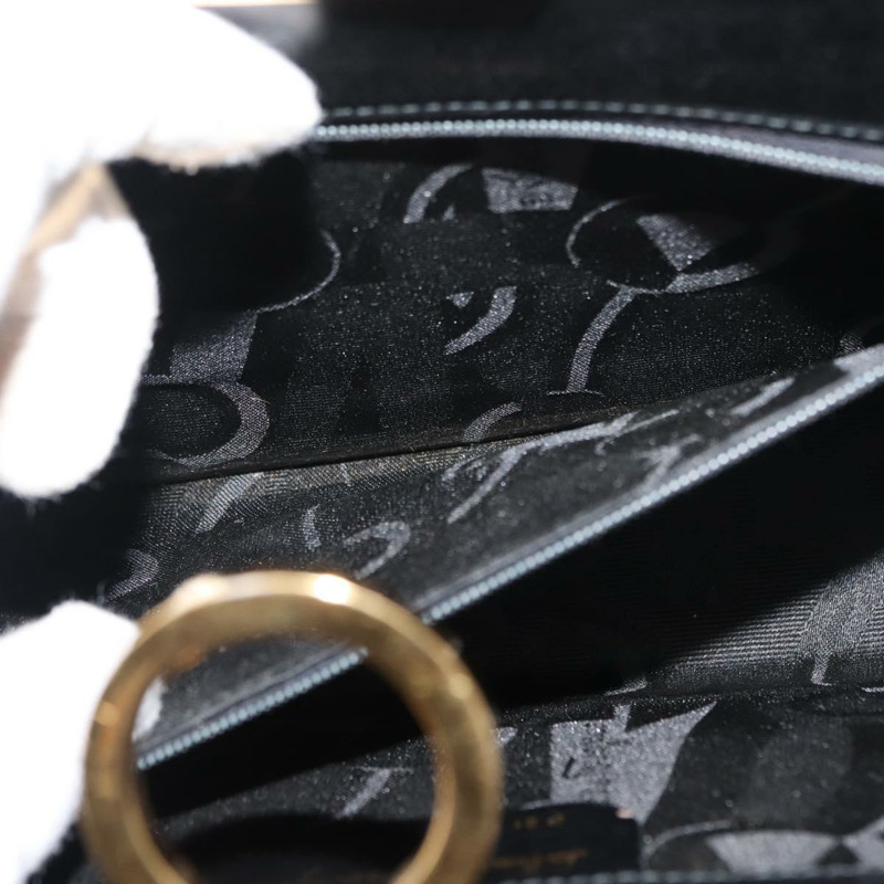 【日本直送】Salvatore Ferragamo Gancini 鏈條肩背包，黑色皮革，金色，正品，貨號 148176-19