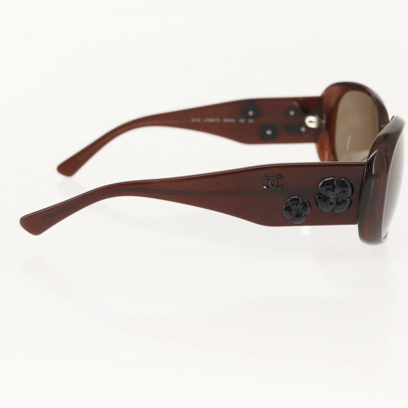 【日本直送】香奈兒山茶花太陽眼鏡，棕色塑膠材質，附CC標誌，正品編號148447-5