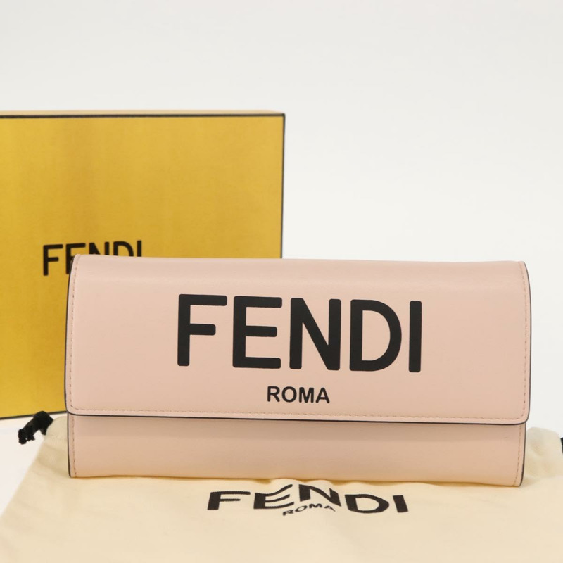 【日本直送】FENDI 長版皮夾 皮革 粉紅色 金色 正品 148474-11