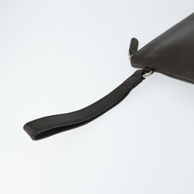 【日本直送】GUCCI 手拿包 皮革 深棕色 銀色 546532 正品 148386-7