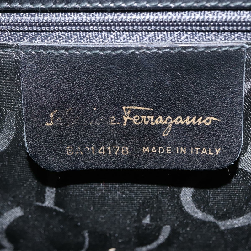 【日本直送】Salvatore Ferragamo Vala 手提包 皮革 黑色 金色 正品 148890-11