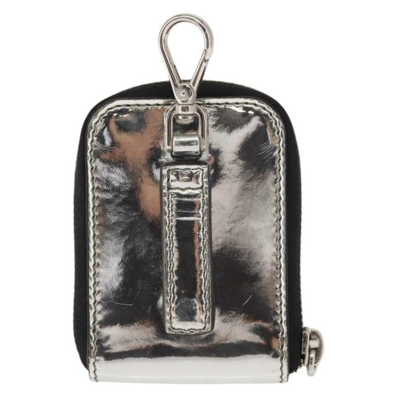 【日本直送】PRADA 漆皮銀色手拿包 Auth 150318-1