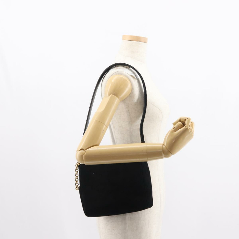 【日本直送】Salvatore Ferragamo Gancini 肩背包 麂皮 黑色 金色 正品 148886-19