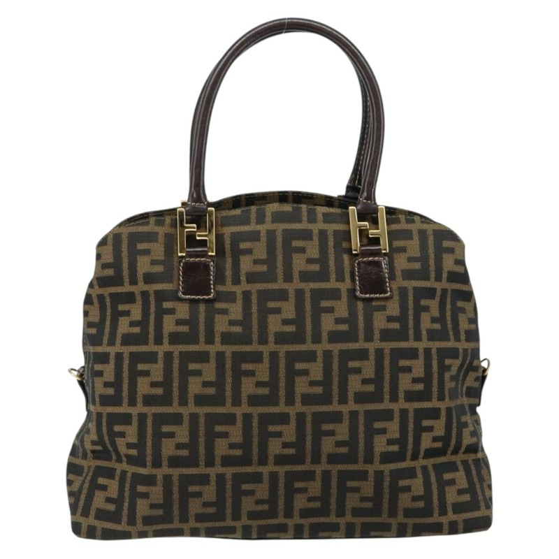 【日本直送】FENDI Zucca 帆布波士頓包黑棕色正品 150284-1