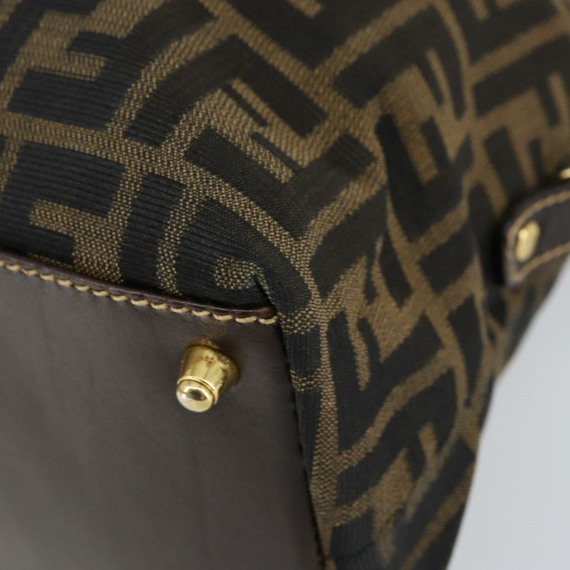 【日本直送】FENDI Zucca 帆布波士頓包黑棕色正品 150284-7