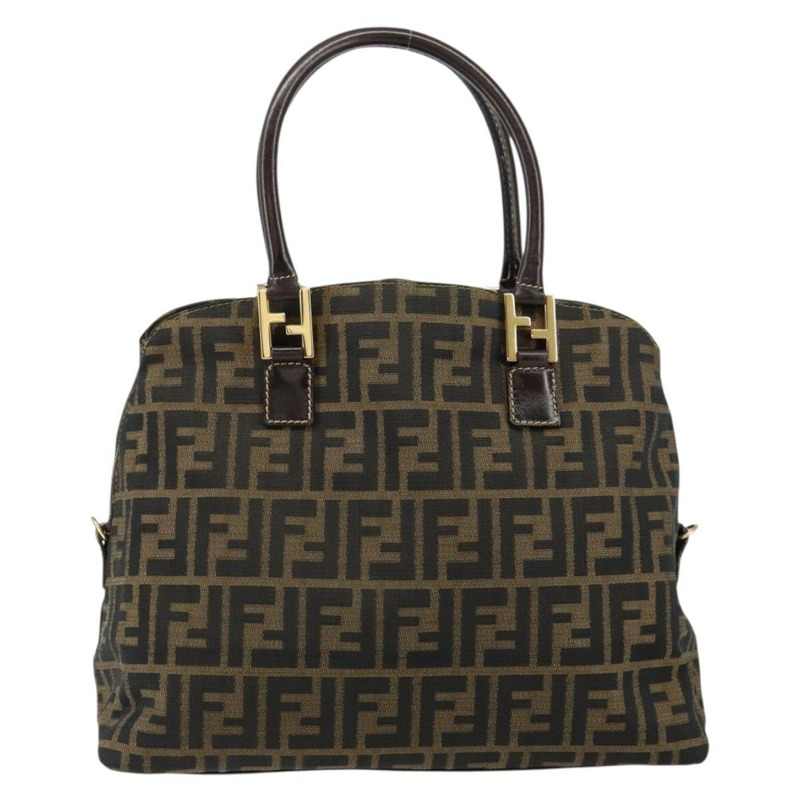 【日本直送】FENDI Zucca 帆布波士頓包黑棕色正品 150284-12