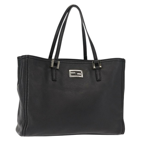 FENDI 手提包 皮革 黑色 銀色 正品 148853