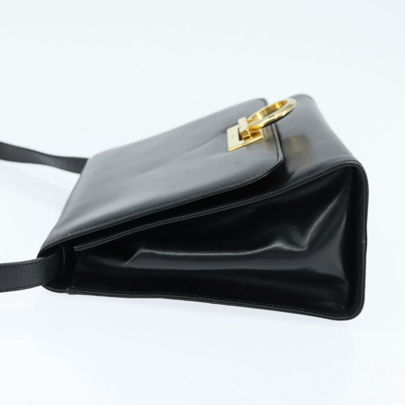 【日本直送】Salvatore Ferragamo Gancini 皮革肩背包 黑色 金色 正品 150291-2