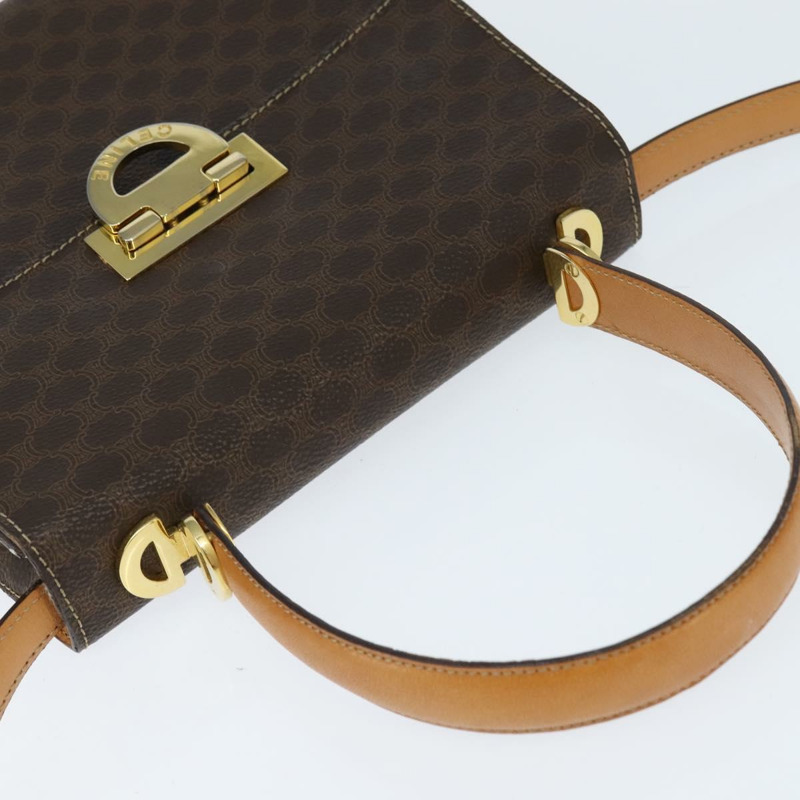 【日本直送】CELINE Macadam帆布手提包 PVC皮革 2way Brown Gold Auth 150512-5