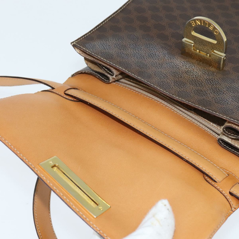 【日本直送】CELINE Macadam帆布手提包 PVC皮革 2way Brown Gold Auth 150512-9