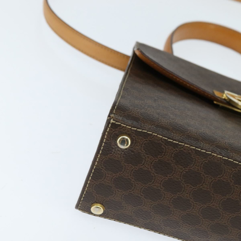 【日本直送】CELINE Macadam帆布手提包 PVC皮革 2way Brown Gold Auth 150512-14