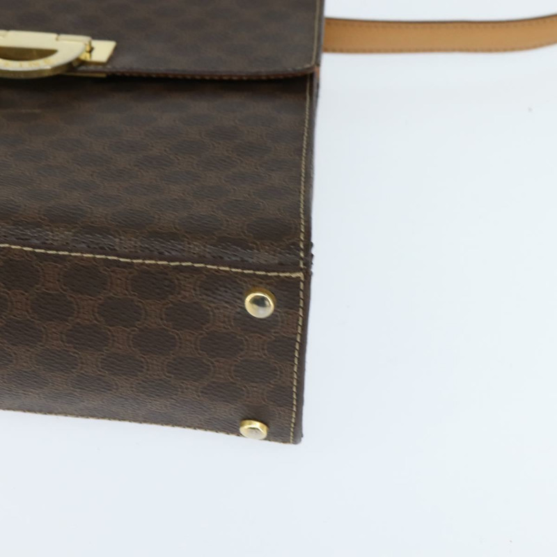 【日本直送】CELINE Macadam帆布手提包 PVC皮革 2way Brown Gold Auth 150512-15